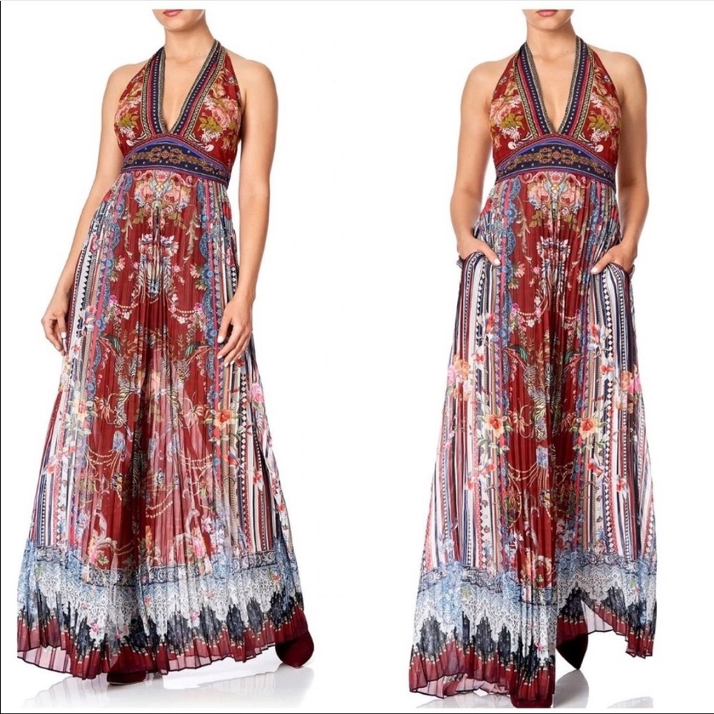 CAMILLA TIE NECK HALTER JUMPSUIT SIZE SMALL